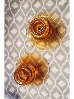 VTG Fostoria Amber Candle Holder